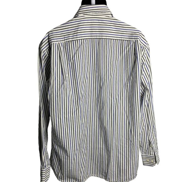 Sean John Button Up Dress Shirt L White Black Striped Long Sleeves Collared - Picture 4 of 6
